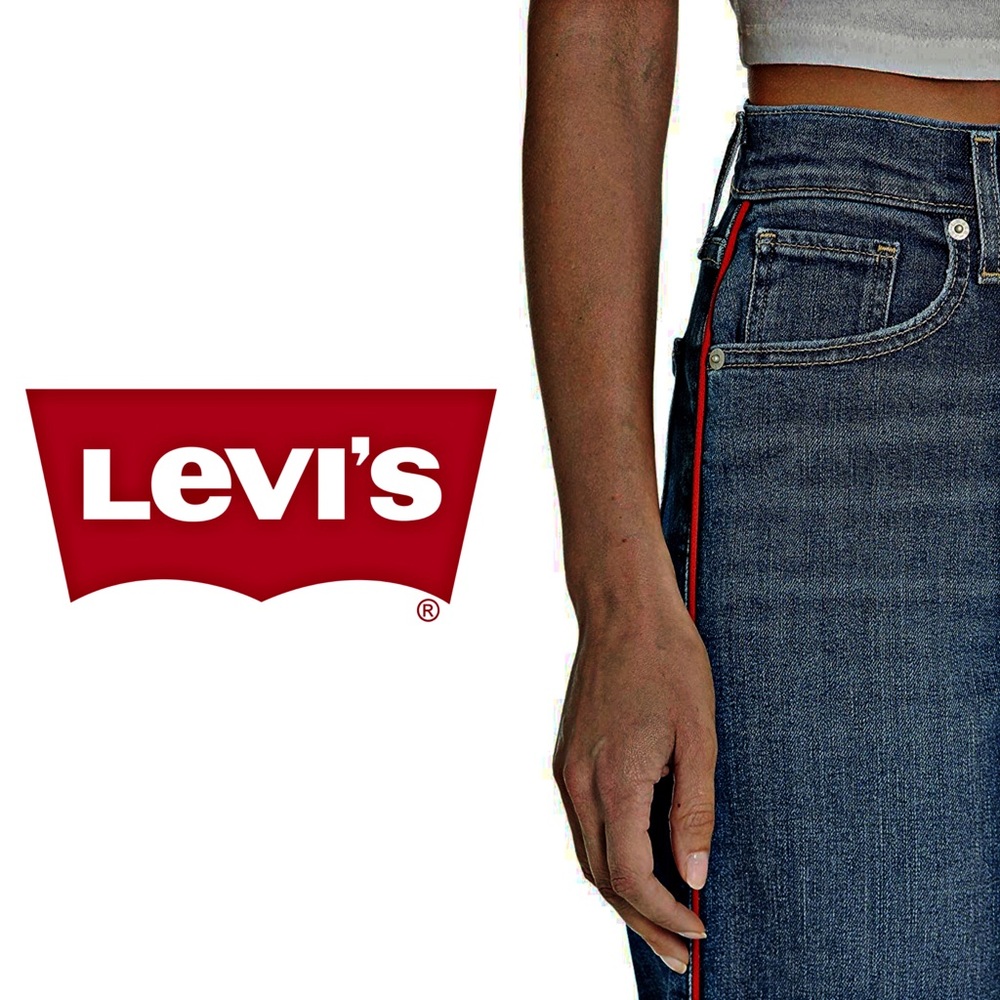 LEVI’S Mile High Wide Leg Crop Red Pipe Down Jeans, Dark Wash Sz 10 W30 L25 NWT - Picture 6 of 16